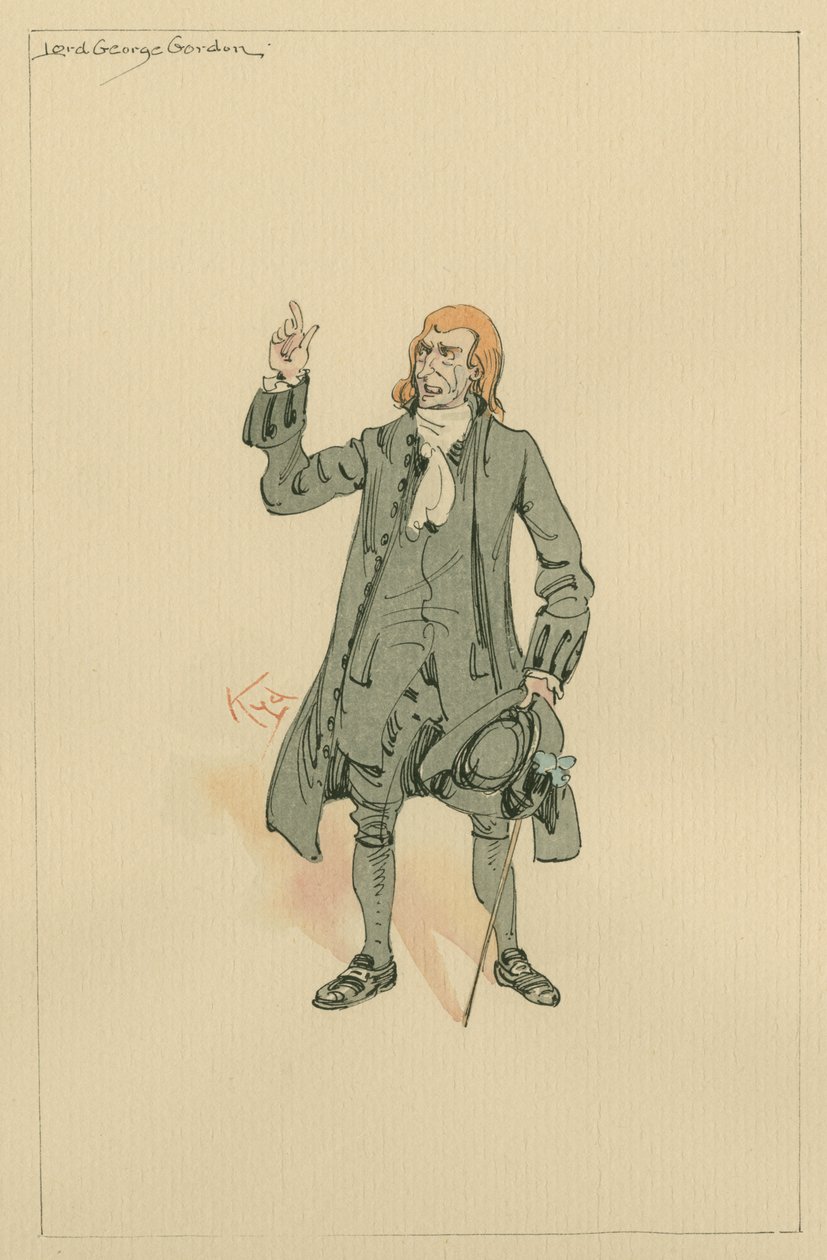 Lord George Gordon, ca. 1920-tallet (penn og blekk med wc på papir) av Joseph Clayton Clarke