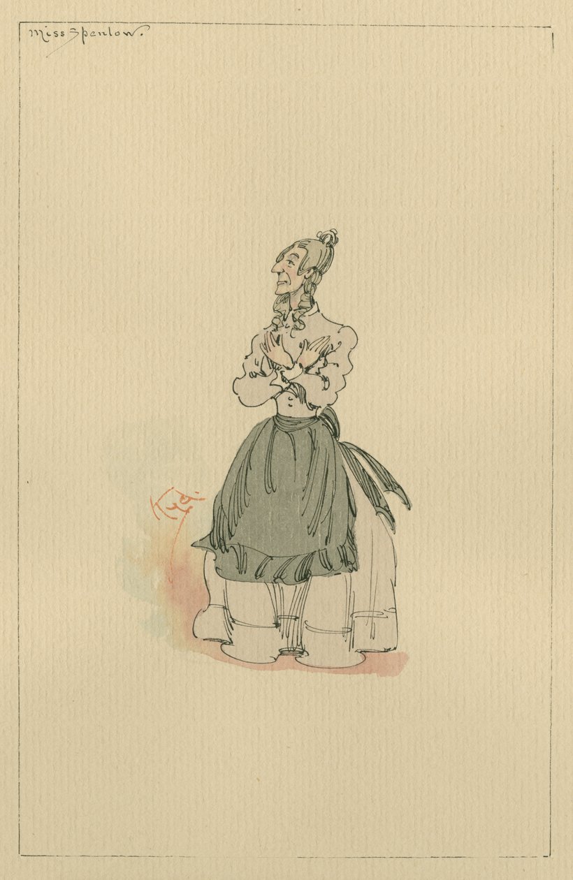 Miss Spenlow, ca. 1920-tallet (penn og blekk med wc på papir) av Joseph Clayton Clarke