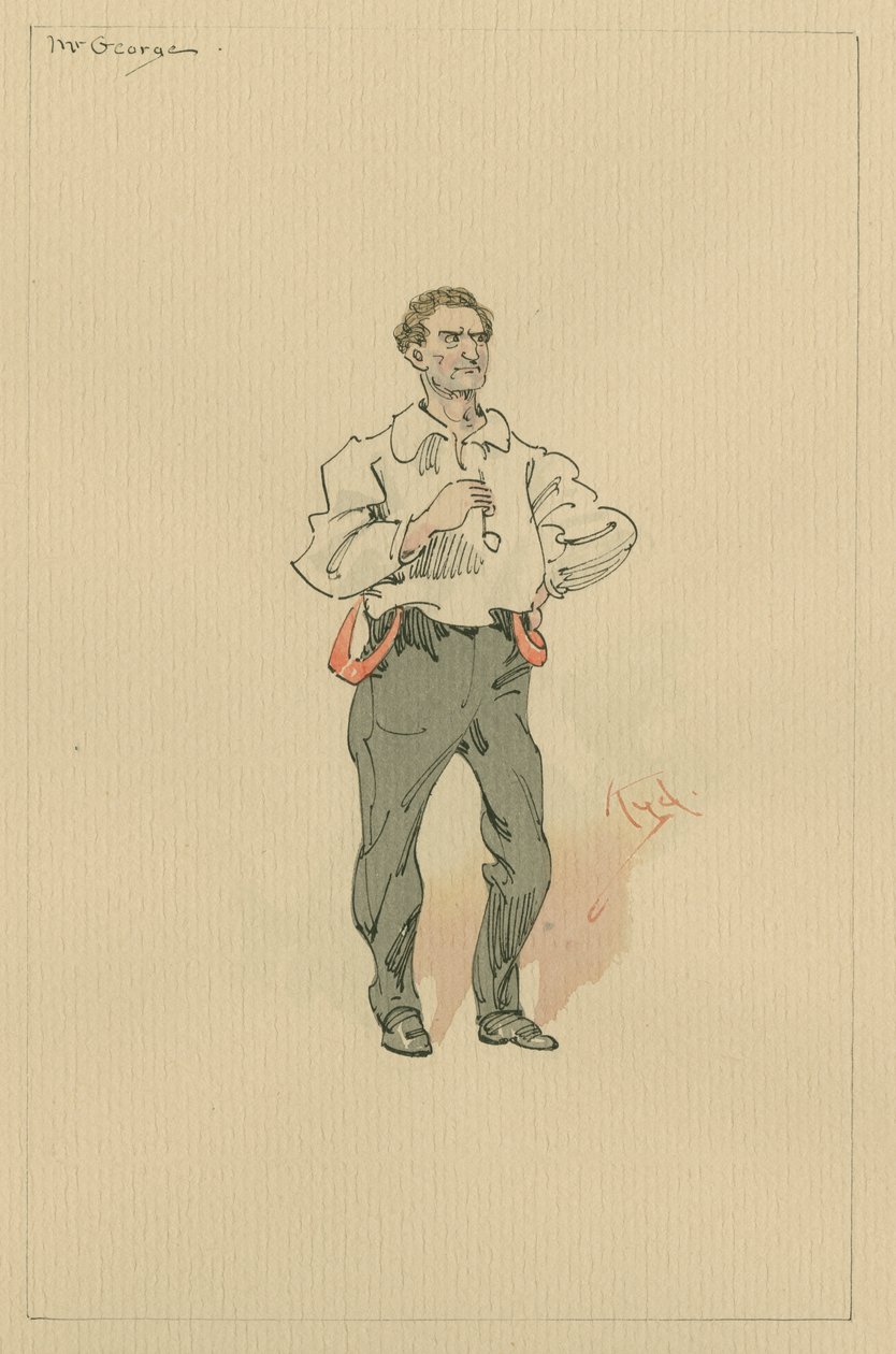 Mr George, ca. 1920-tallet (penn og blekk med wc på papir) av Joseph Clayton Clarke