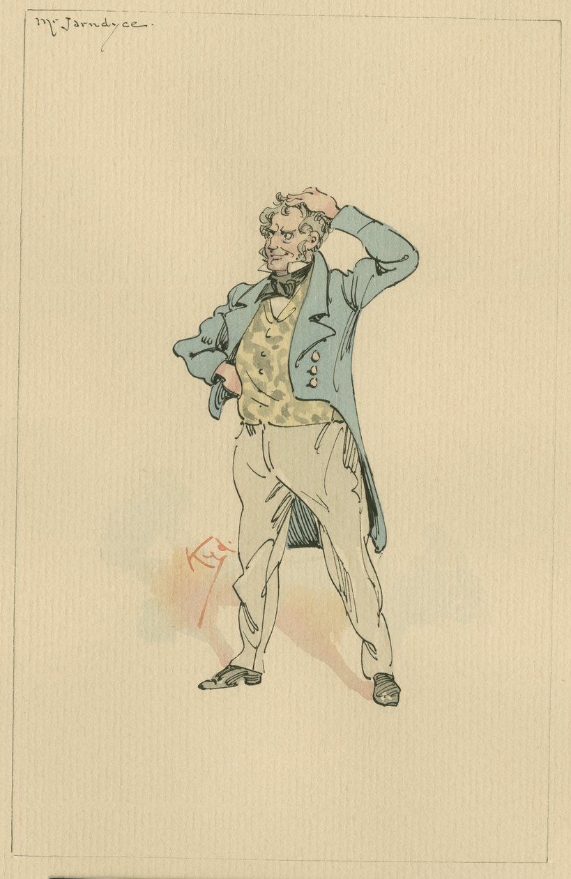 Mr Jarndyce, ca. 1920-tallet (penn og blekk med wc på papir) av Joseph Clayton Clarke