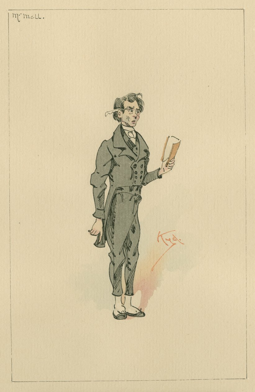 Mr Mell, ca. 1920-tallet (penn og blekk med wc på papir) av Joseph Clayton Clarke