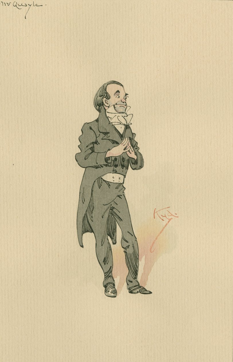 Mr Quayle, ca. 1920-tallet (penn og blekk med wc på papir) av Joseph Clayton Clarke