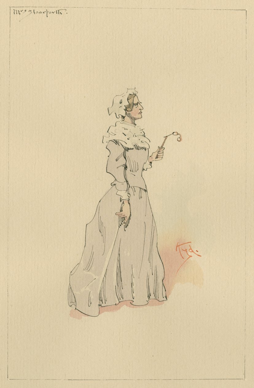 Mrs Steerforth, ca. 1920-tallet (penn og blekk med wc på papir) av Joseph Clayton Clarke