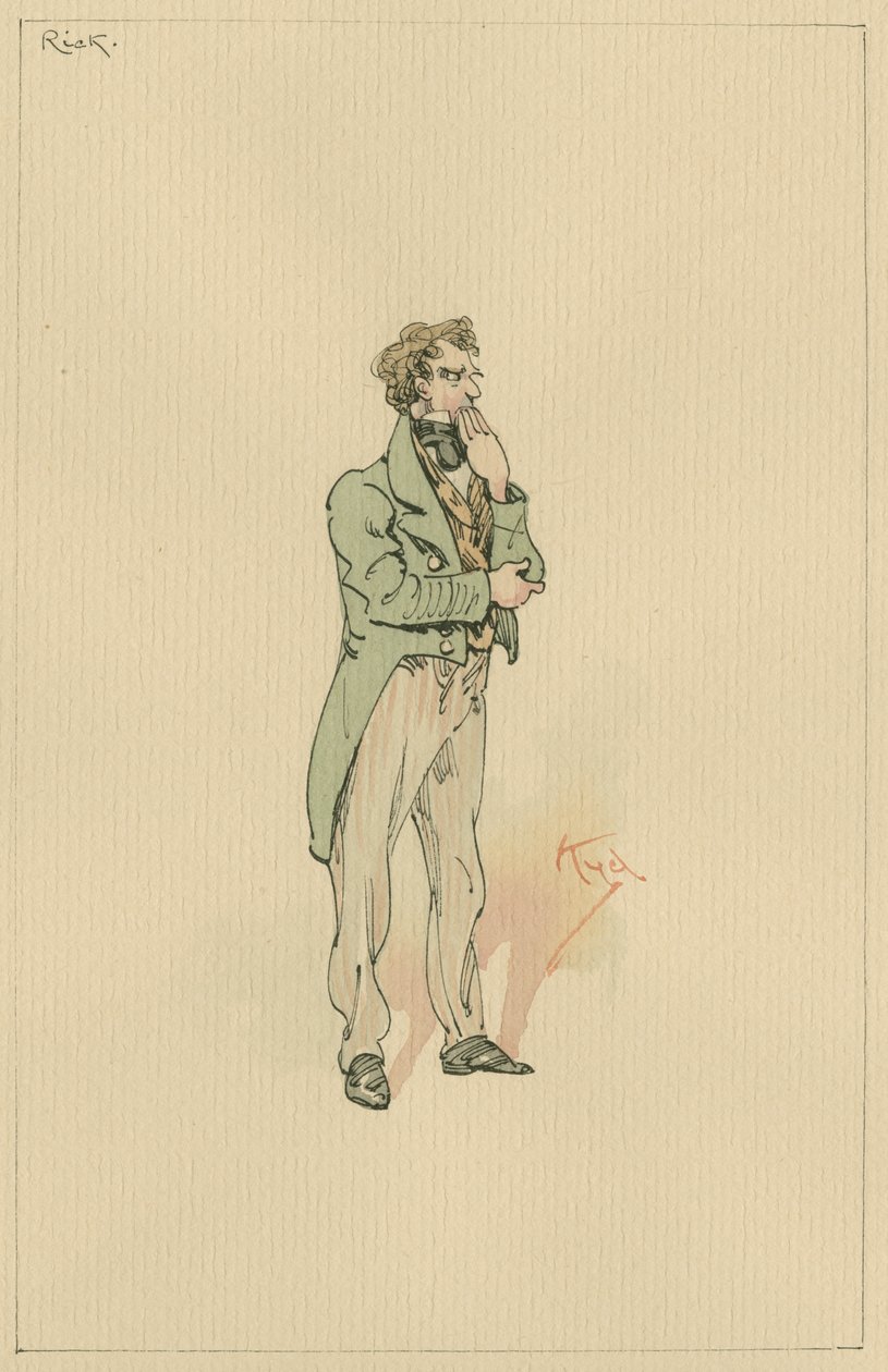 Rick, ca. 1920-tallet (penn og blekk med wc på papir) av Joseph Clayton Clarke