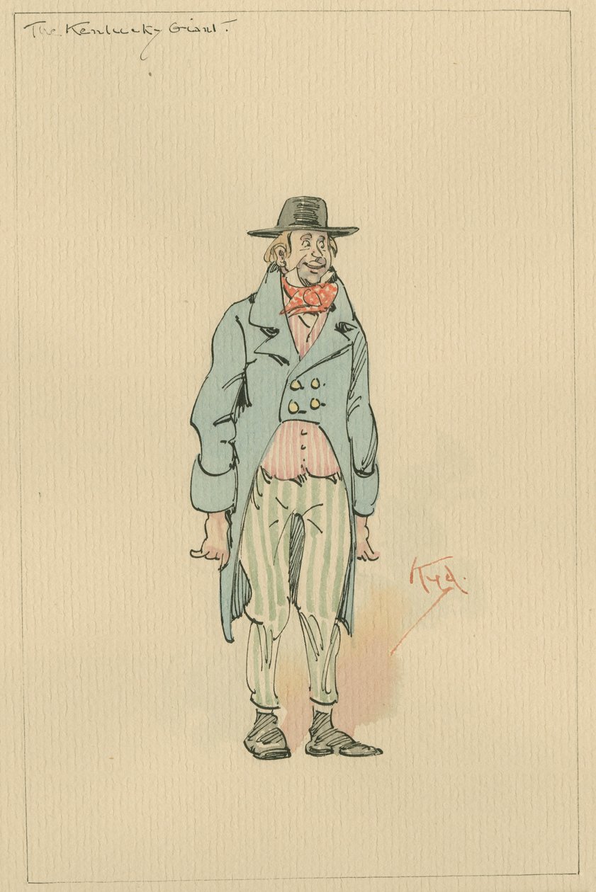 The Kentucky Giant, ca. 1920-tallet (penn og blekk med wc på papir) av Joseph Clayton Clarke
