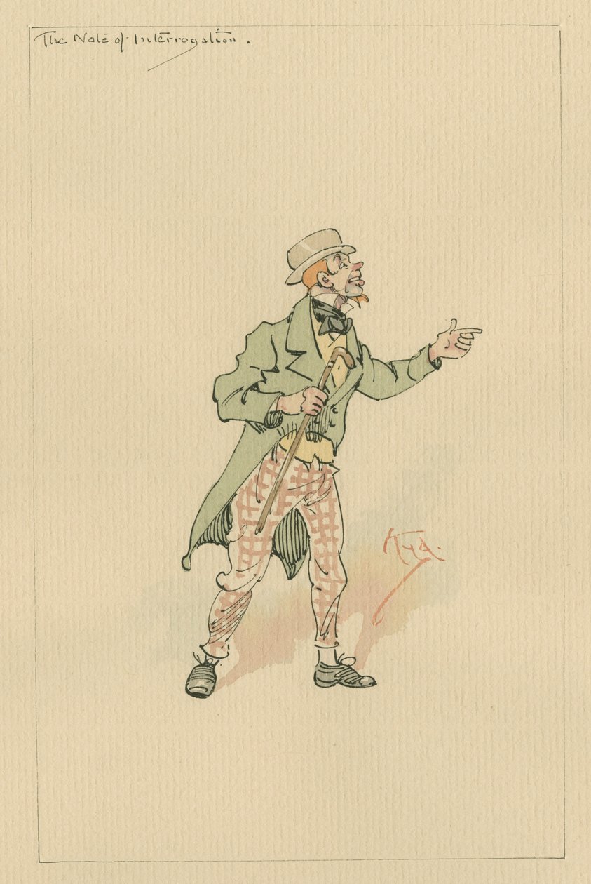 The Note of Interrogation, ca. 1920-tallet (penn og blekk med wc på papir) av Joseph Clayton Clarke