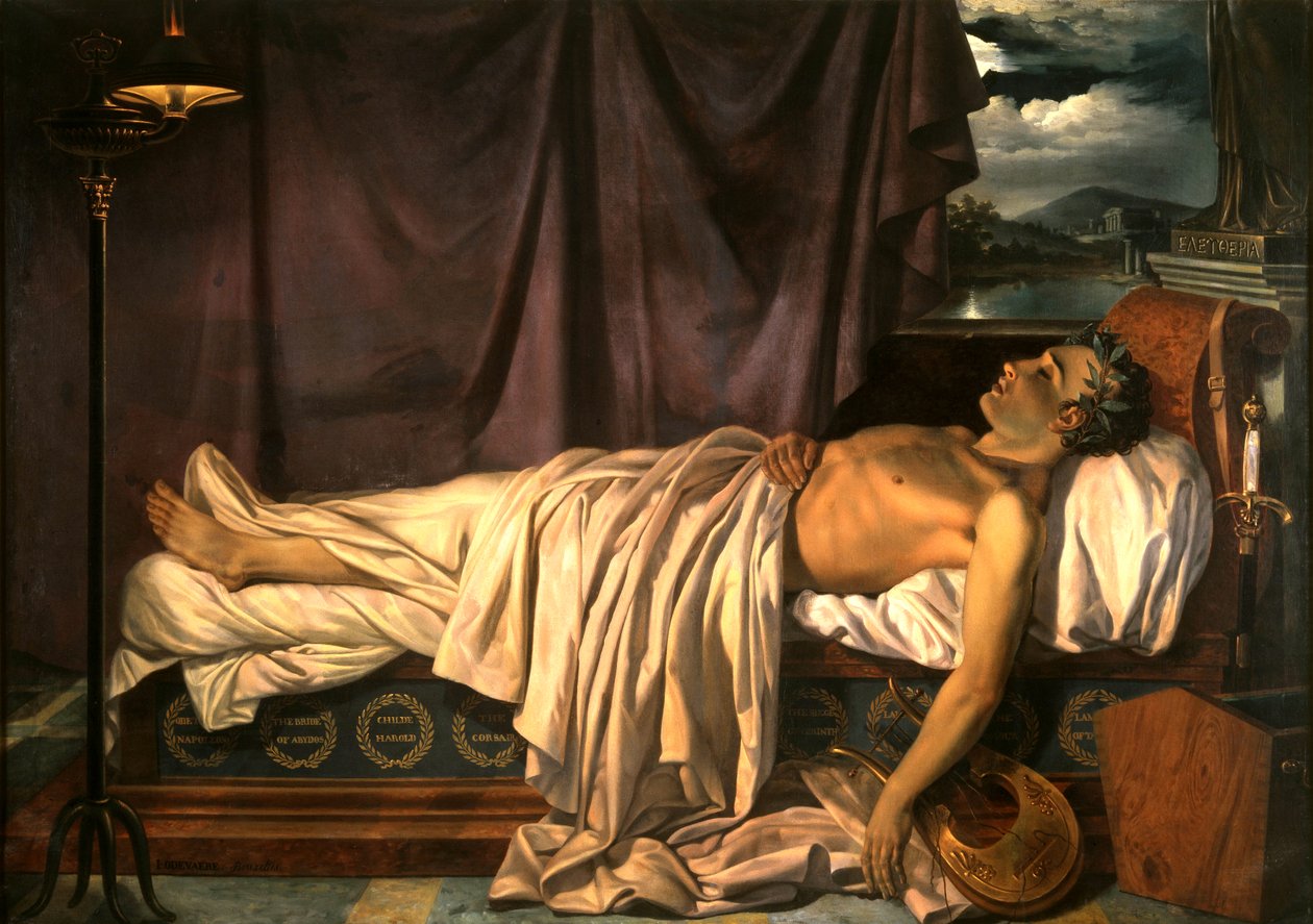 Lord Byron på sitt dødsleie av Joseph Dionysius Odevaere
