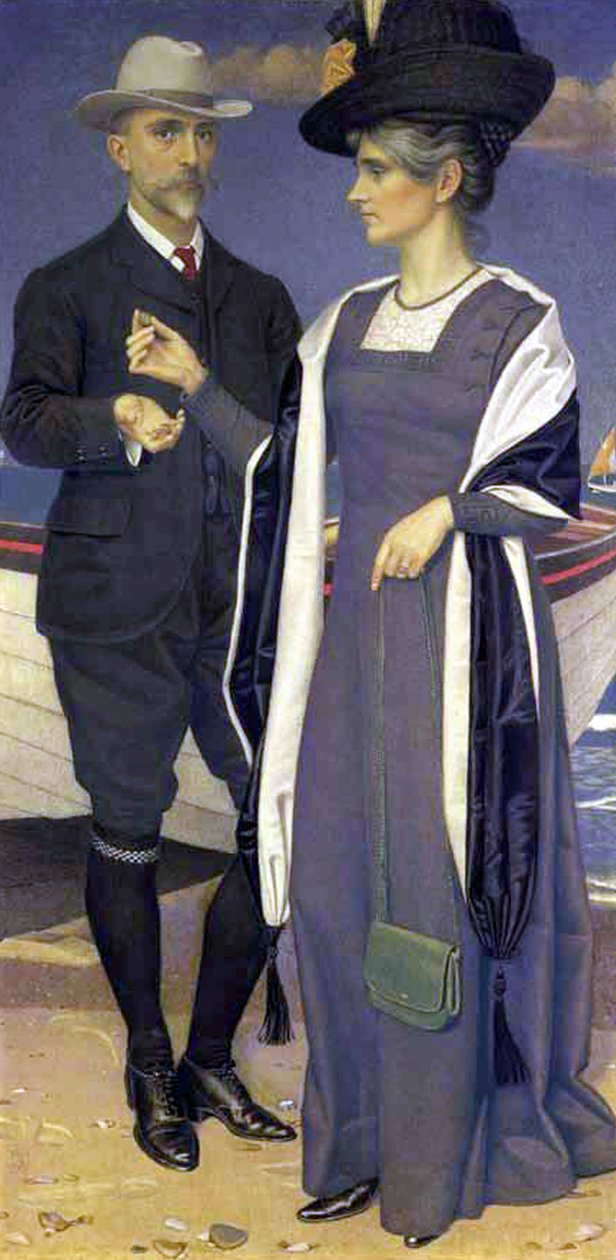 Agaten (portrett av kunstneren og hans kone), 1911 (tempera på lin) av Joseph Edward Southall