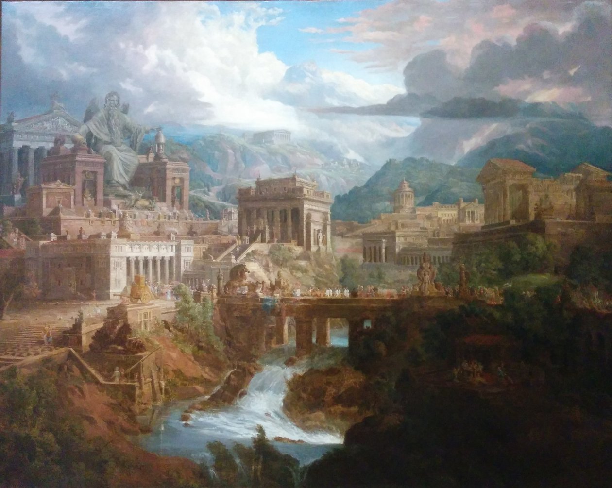 Kolossal statue av Zeus i den gamle greske byen Lebadeia av Joseph Michael Gandy