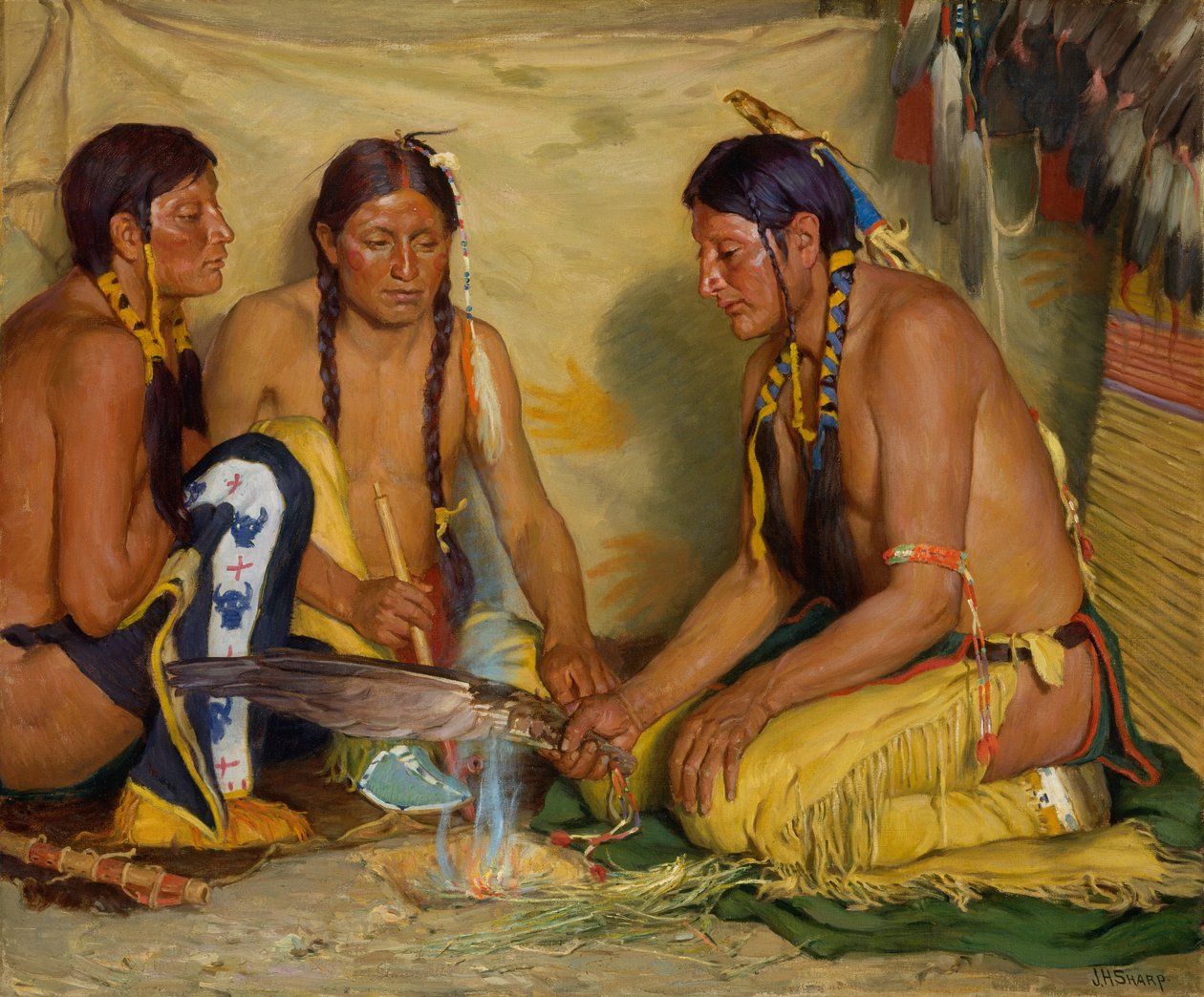 Gjør Sweet Grass Medicine, Blackfoot Ceremony av Joseph Henry Sharp