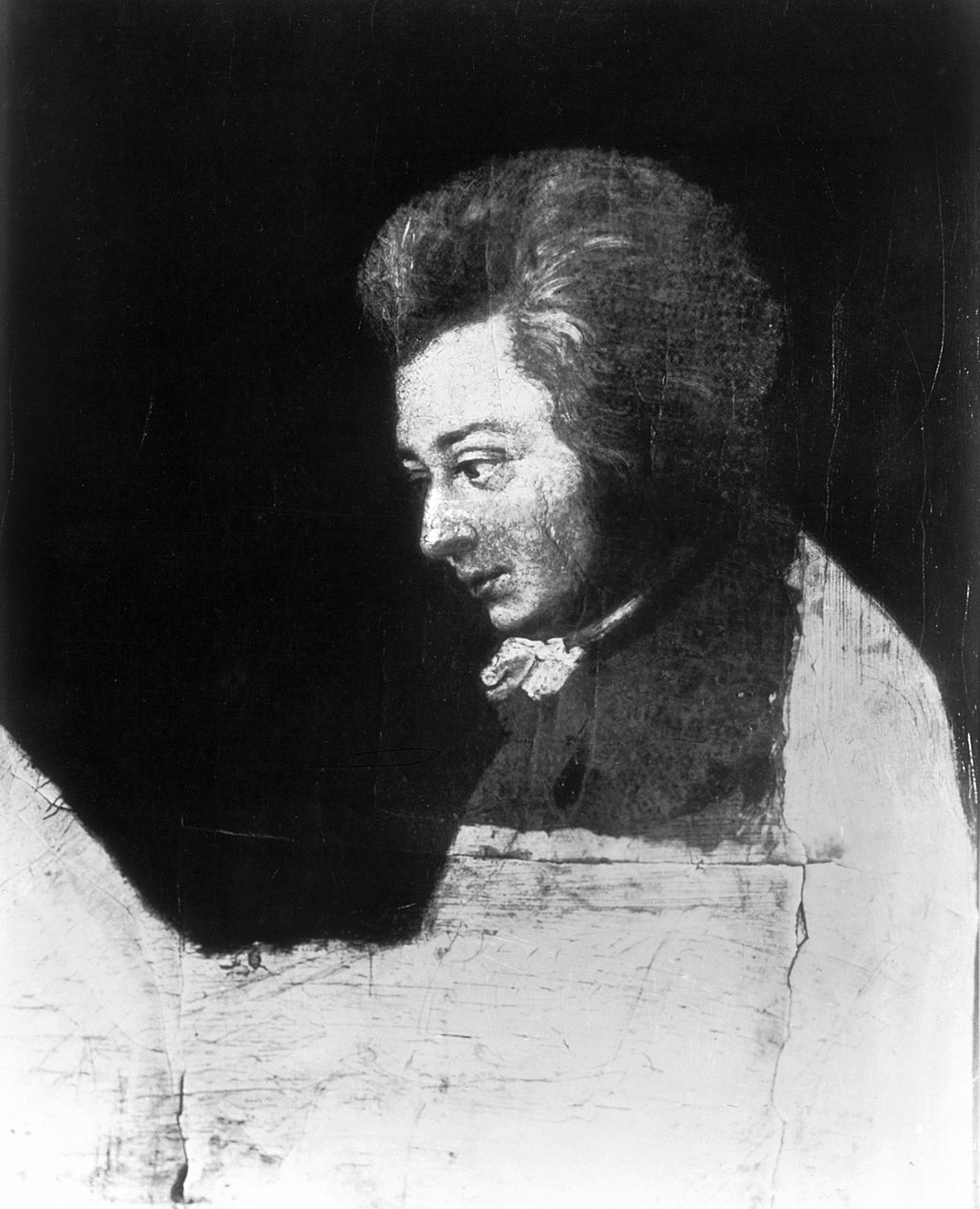 Uferdig portrett av Wolfgang Amadeus Mozart (1756-91) av Joseph Lange
