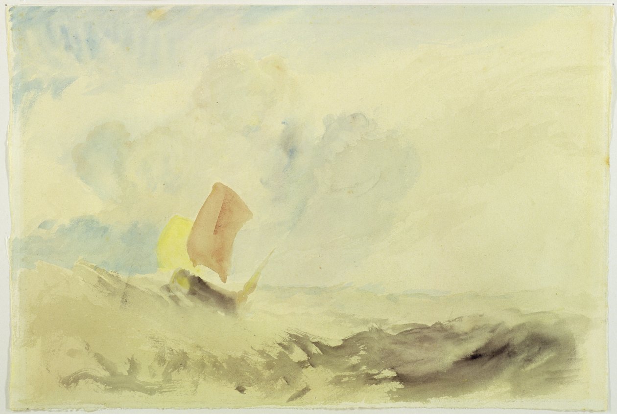 A Sea Piece - Et røft hav med en fiskebåt, 1820-30 av Joseph Mallord William Turner