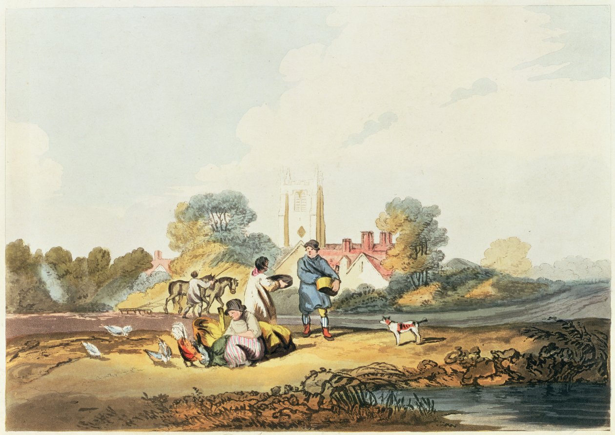 Høst, såing av korn, 1818 (håndfarget etsing og akvatint) av Joseph Mallord William Turner