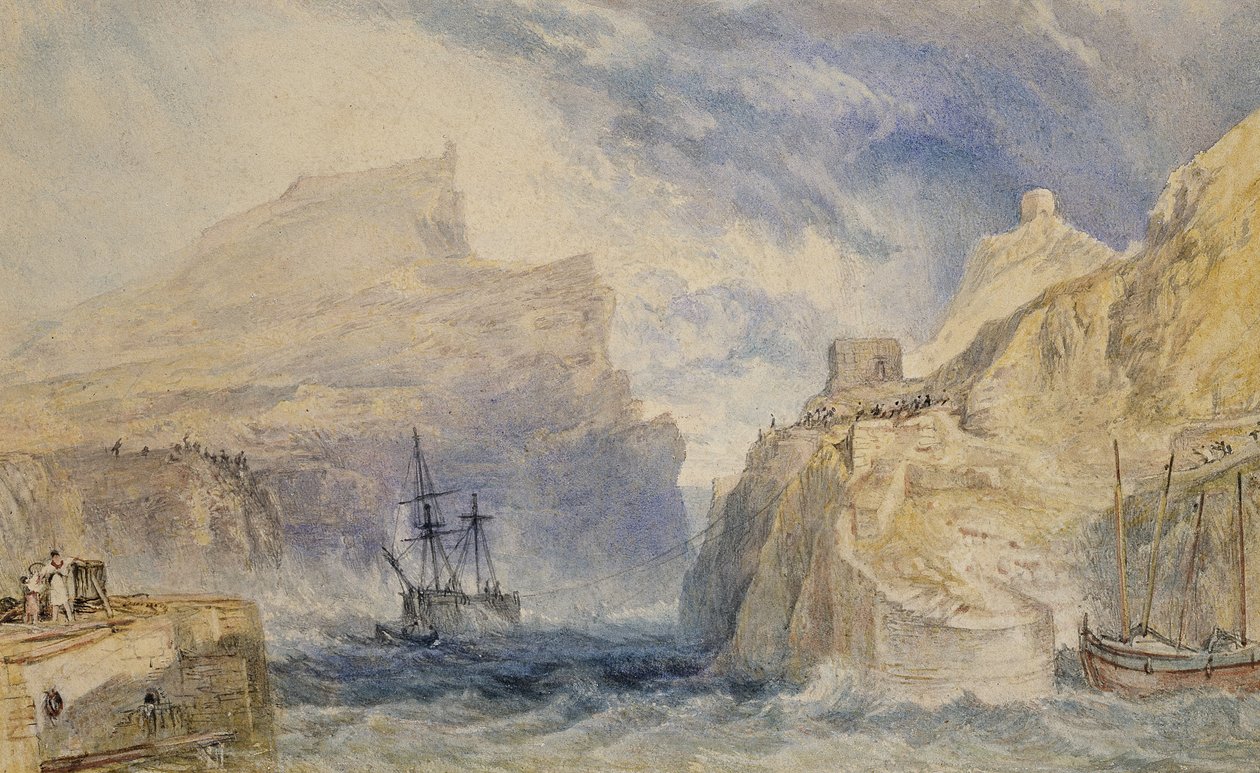 Boscastle, Cornwall, ca. 1824 (akvarell over grafitt med penn og svart blekk) av Joseph Mallord William Turner