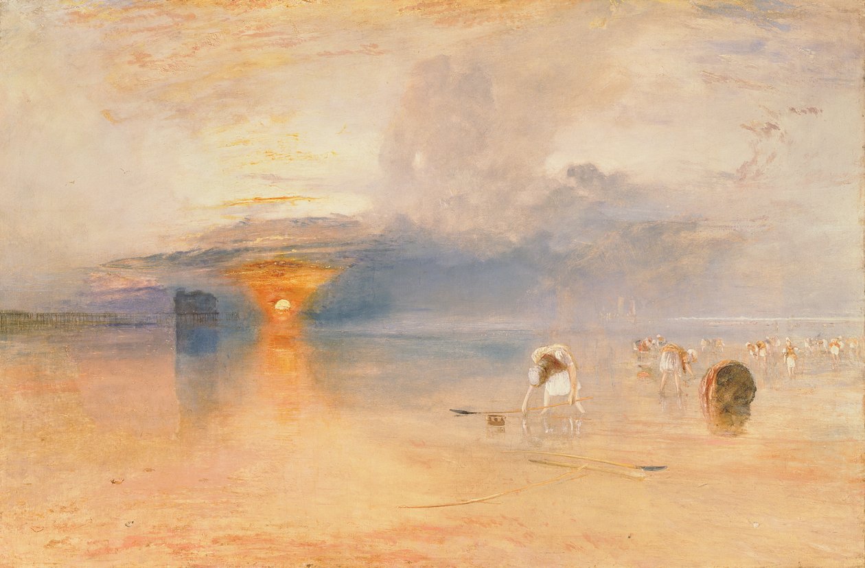 Calais Sands at Low Water, Poissards Gathering Bait, 1830 av Joseph Mallord William Turner