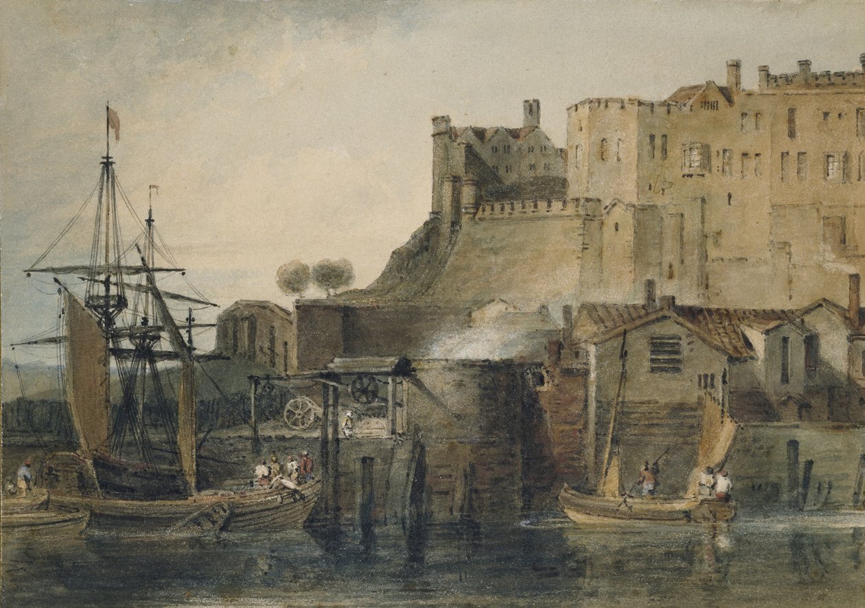 Chester Castle, ca. 1805 (akvarell over grafitt, med penn og blekk og skrape ut) av Joseph Mallord William Turner
