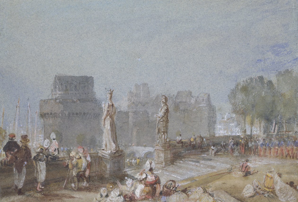 Château de Nantes, ca. 1830 (akvarell og kroppsfarge med penn og brunt og svart blekk) av Joseph Mallord William Turner