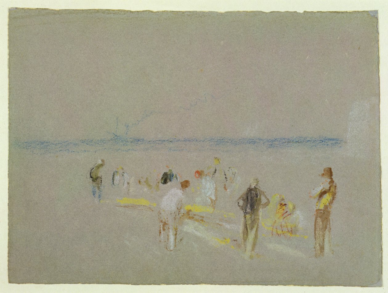 Cricket på Goodwin Sands (kritt, wc og kroppsfarge på papir) av Joseph Mallord William Turner