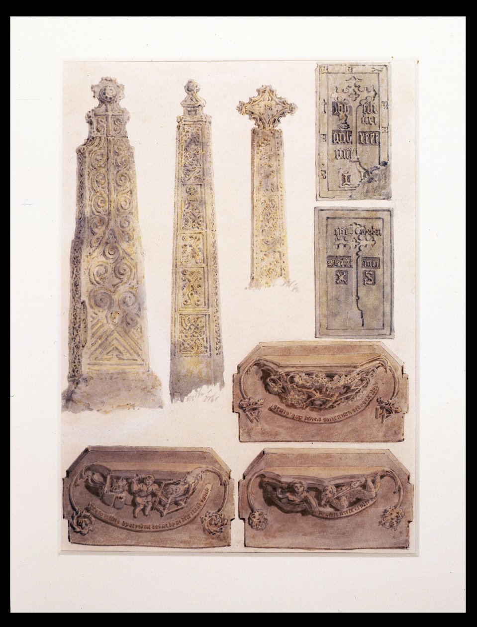 Åtte studier av kors, messing og misericords fra Whalley Church, Whalley, Lancashire av Joseph Mallord William Turner