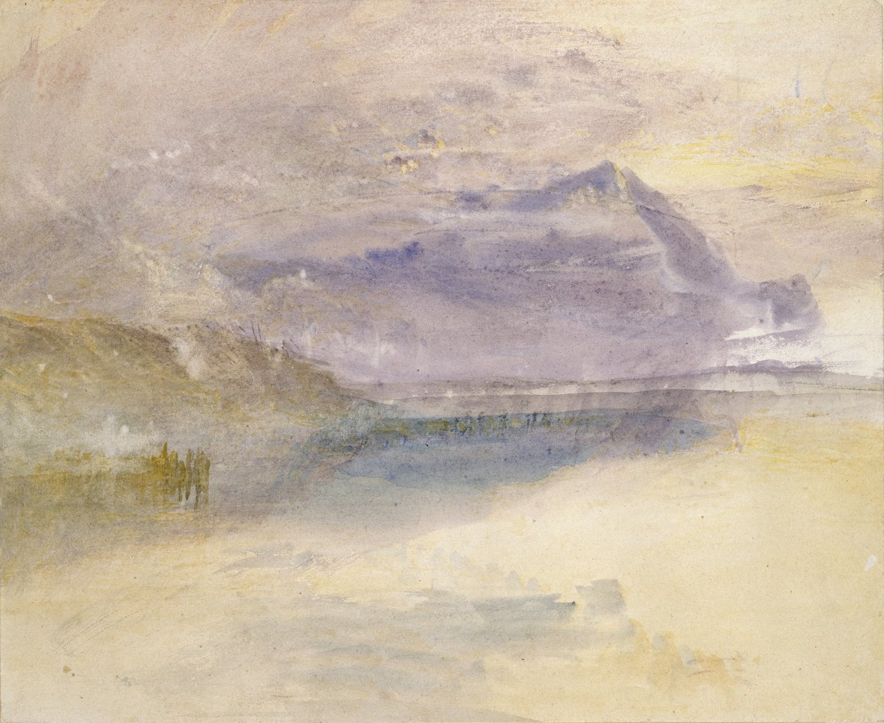 Kveld: Sky på Mount Rigi, sett fra Zug, ca. 1841 av Joseph Mallord William Turner
