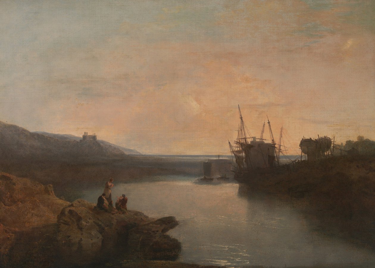 Harlech Castle, fra Twgwyn Ferry, Summers Evening Twilight av Joseph Mallord William Turner