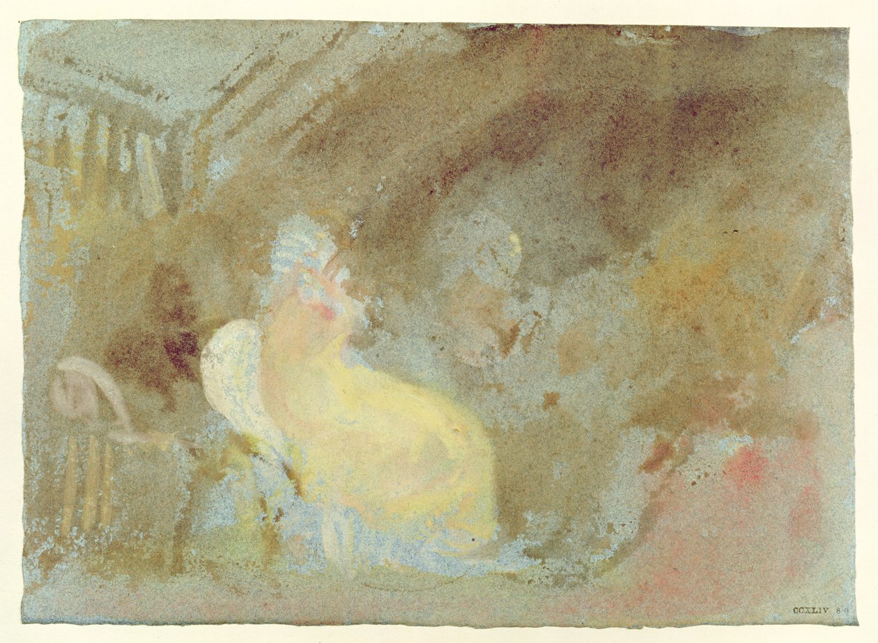 Interiør på Petworth med sittende figur, 1830 (gouache) av Joseph Mallord William Turner