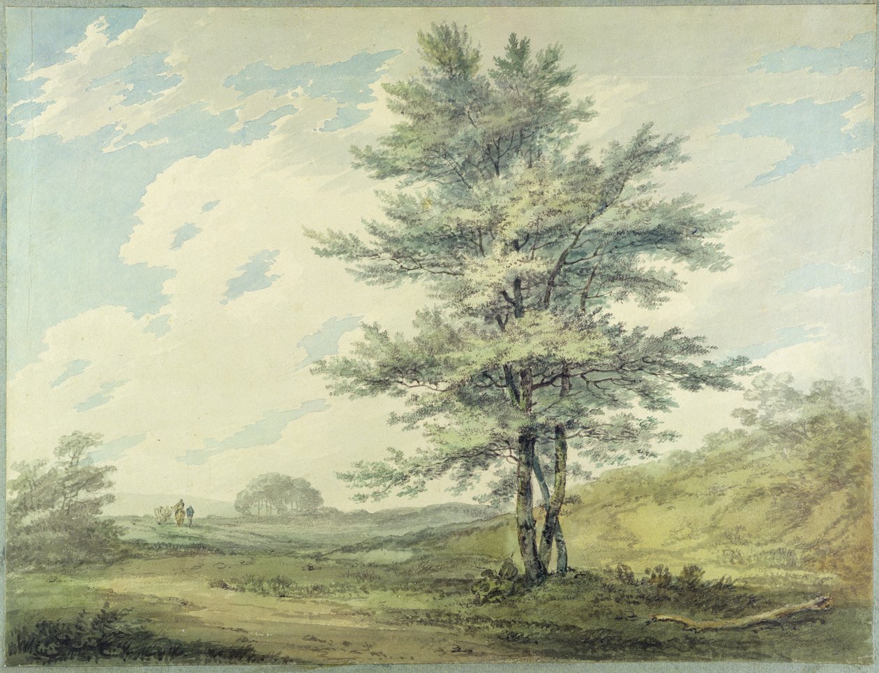 Landskap med trær og figurer, ca. 1796 (wc over grafitt på papir) av Joseph Mallord William Turner