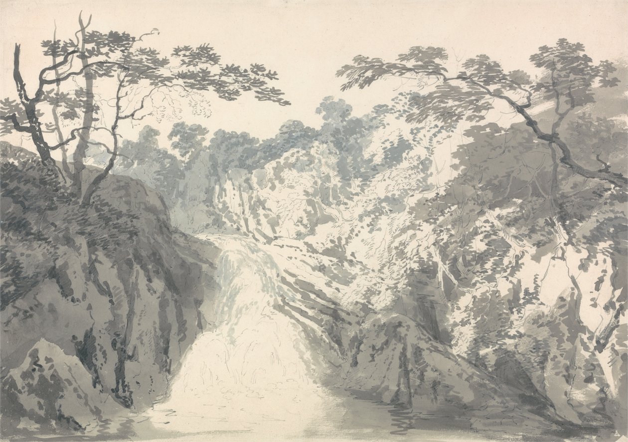 Landskap med foss av Joseph Mallord William Turner