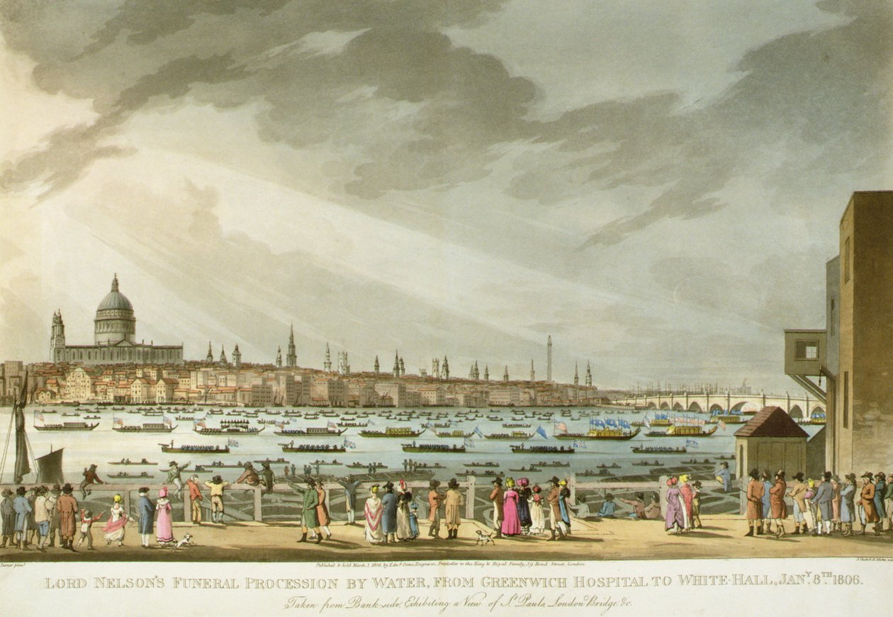 Lord Nelsons begravelsesprosesjon med vann fra Greenwich til Whitehall fra 