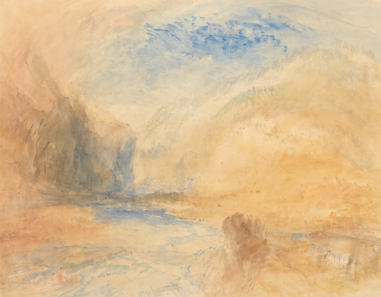 Fjellandskap med innsjø av Joseph Mallord William Turner