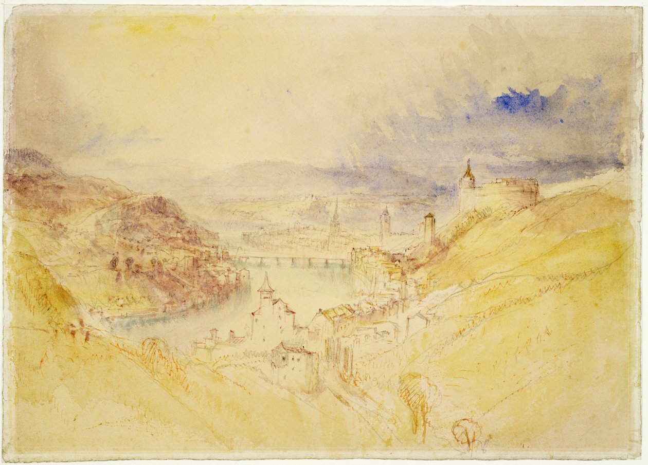 No.0583 Schaffhausen, ca. 1840-44 (toalett og blekk) av Joseph Mallord William Turner
