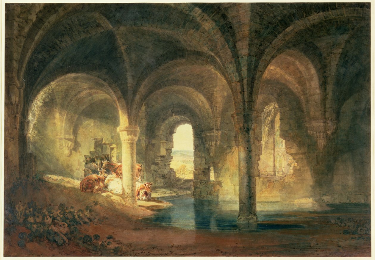 Refektoriet til Kirkstall Abbey, ca. 1798 av Joseph Mallord William Turner