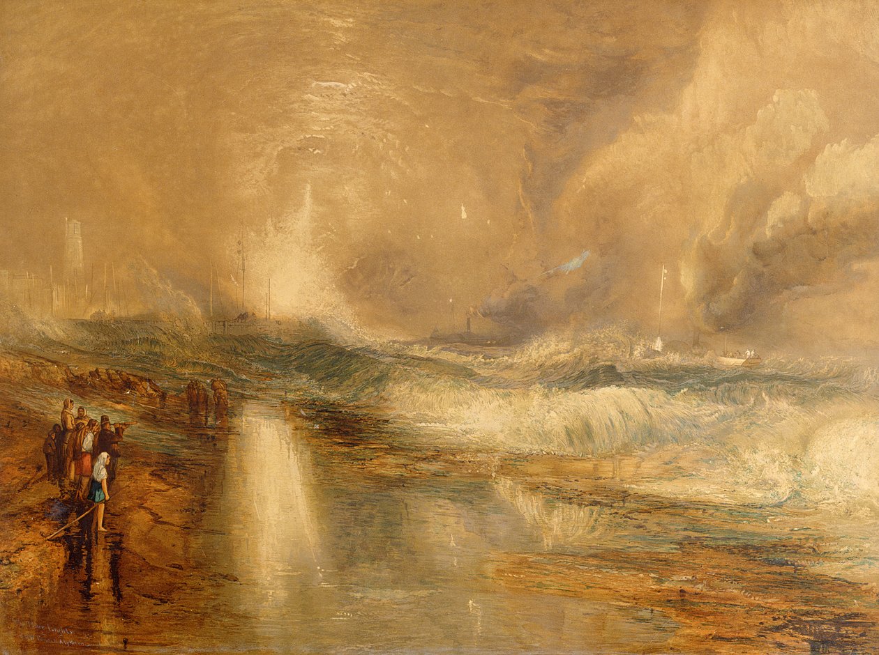 Raketter og blålys, 1855 (chromolitho) av Joseph Mallord William Turner