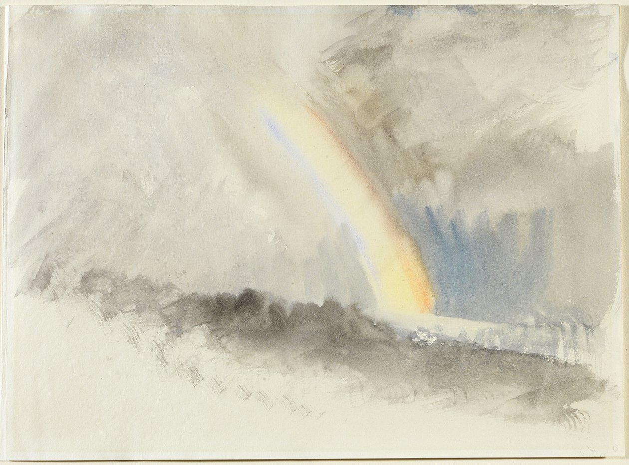 Stormy Landscape with a Rainbow, ca. 1824 (wc på papir) av Joseph Mallord William Turner
