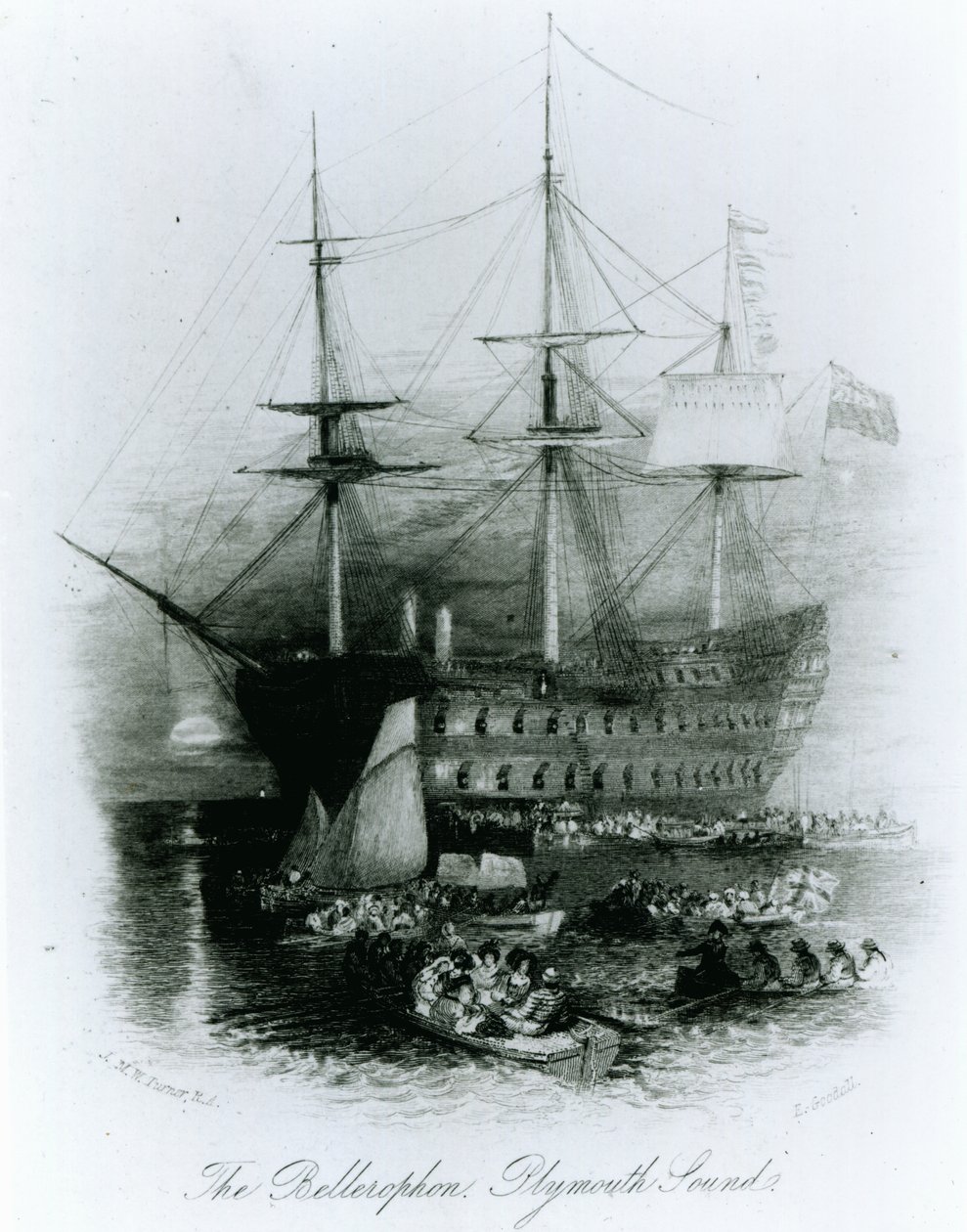 Bellerophon ved Plymouth Sound i 1815, 1834-36 av Joseph Mallord William Turner