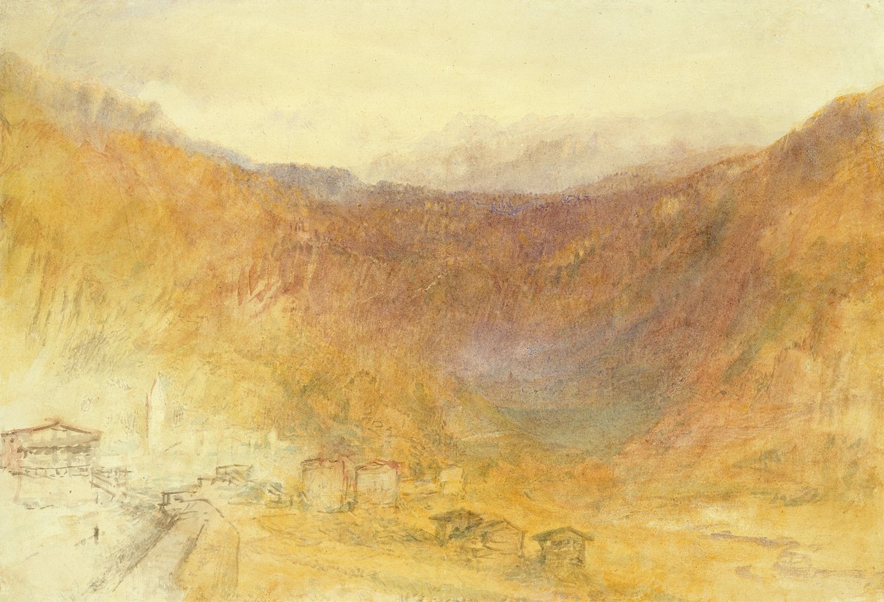 Brunig-passet fra Meiringen, Sveits (Wc på papir) av Joseph Mallord William Turner