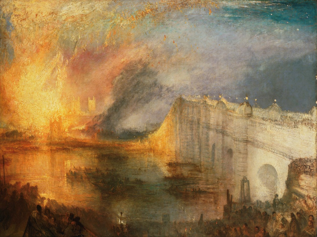 The Burning of the House of Lords and Commons, 16. oktober 1834 av Joseph Mallord William Turner