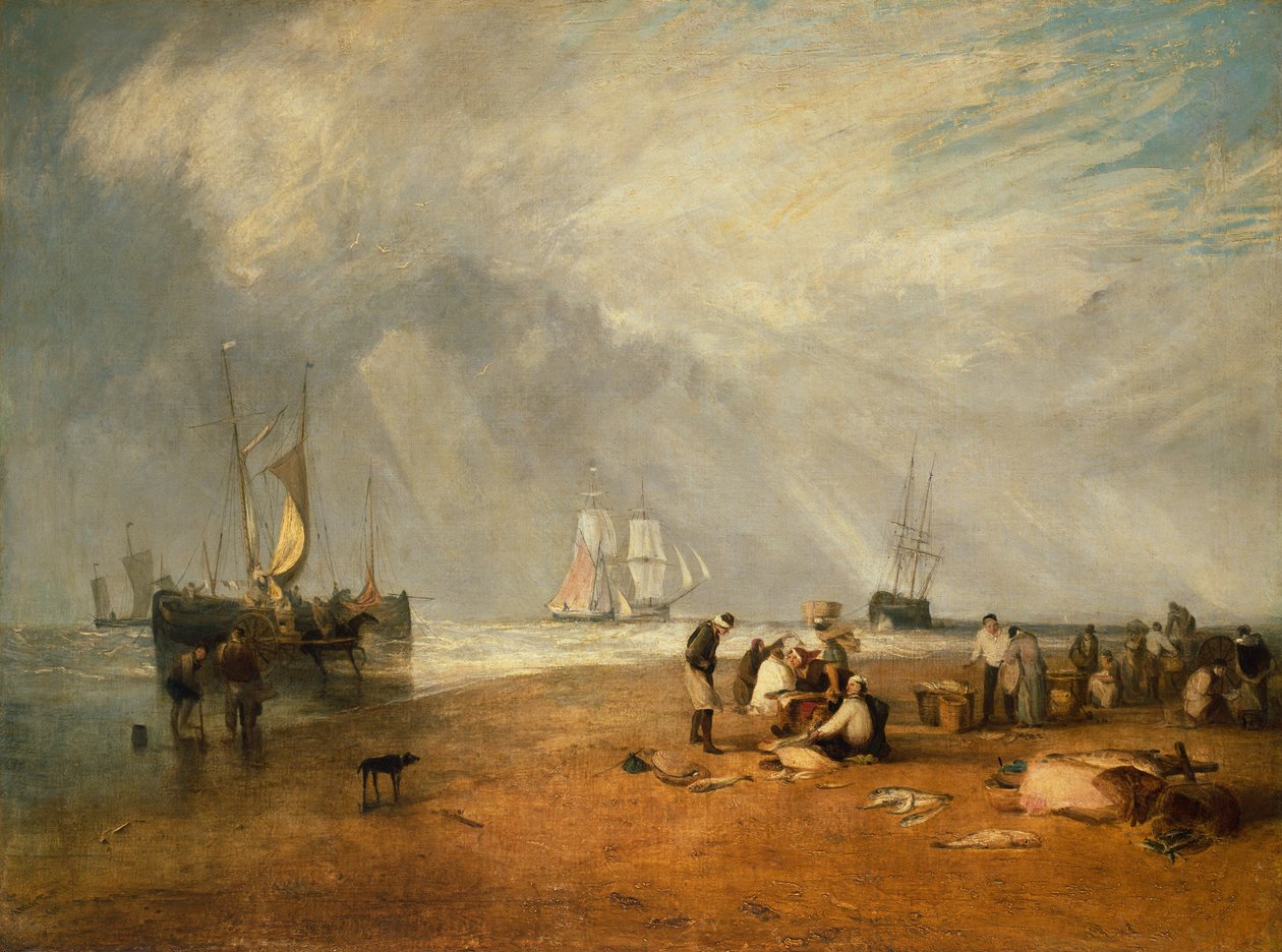 Fiskemarkedet på Hastings Beach av Joseph Mallord William Turner