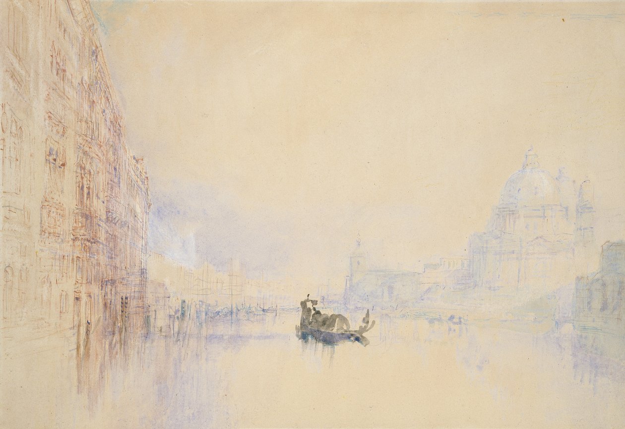 Venezia: Canal Grande, 1840 (akvarell over grafitt med kroppsfarge og penn og rødt blekk) av Joseph Mallord William Turner