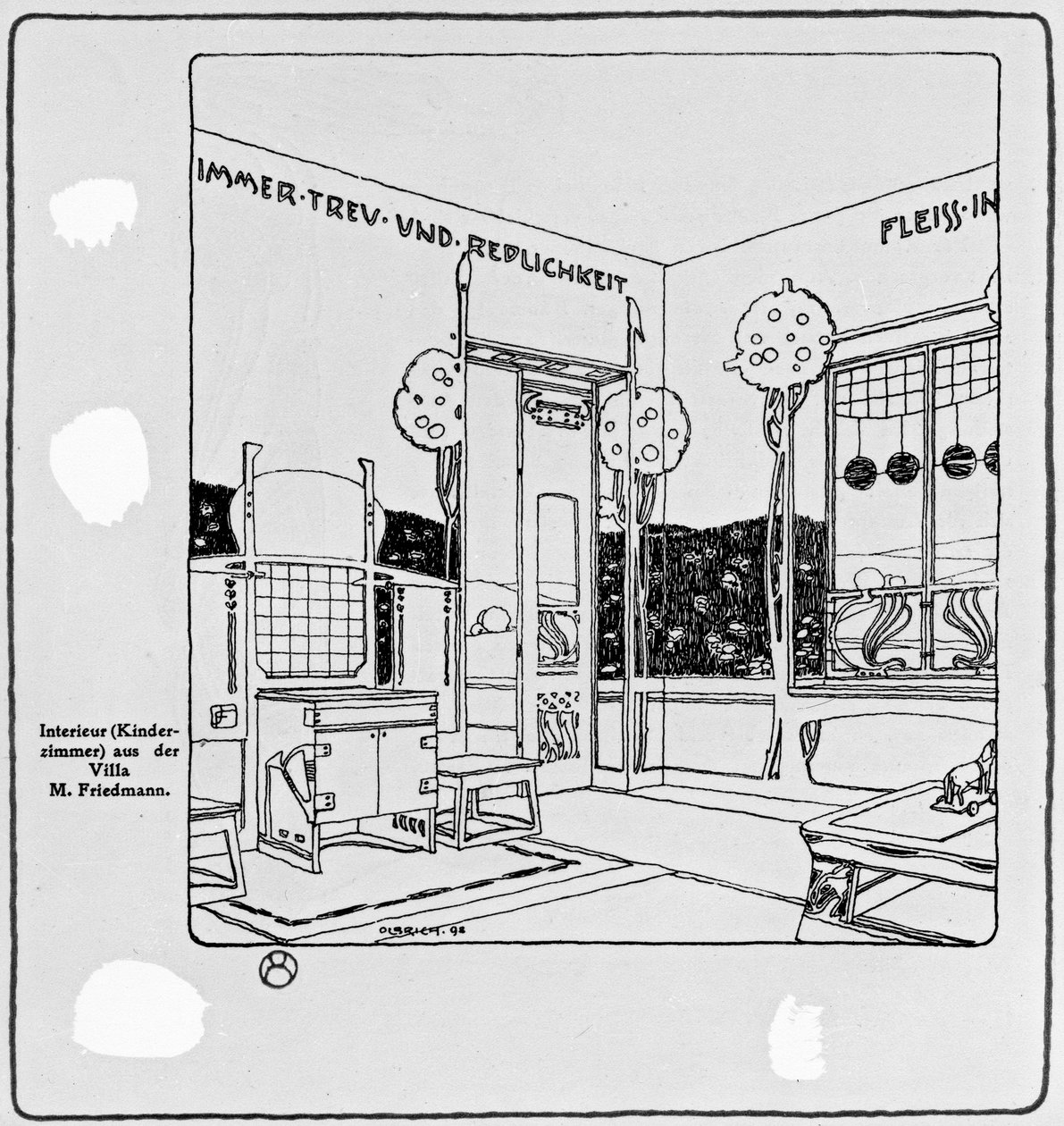 Interiørdesign for Villa Friedmann, 1898 av Joseph Maria Olbrich