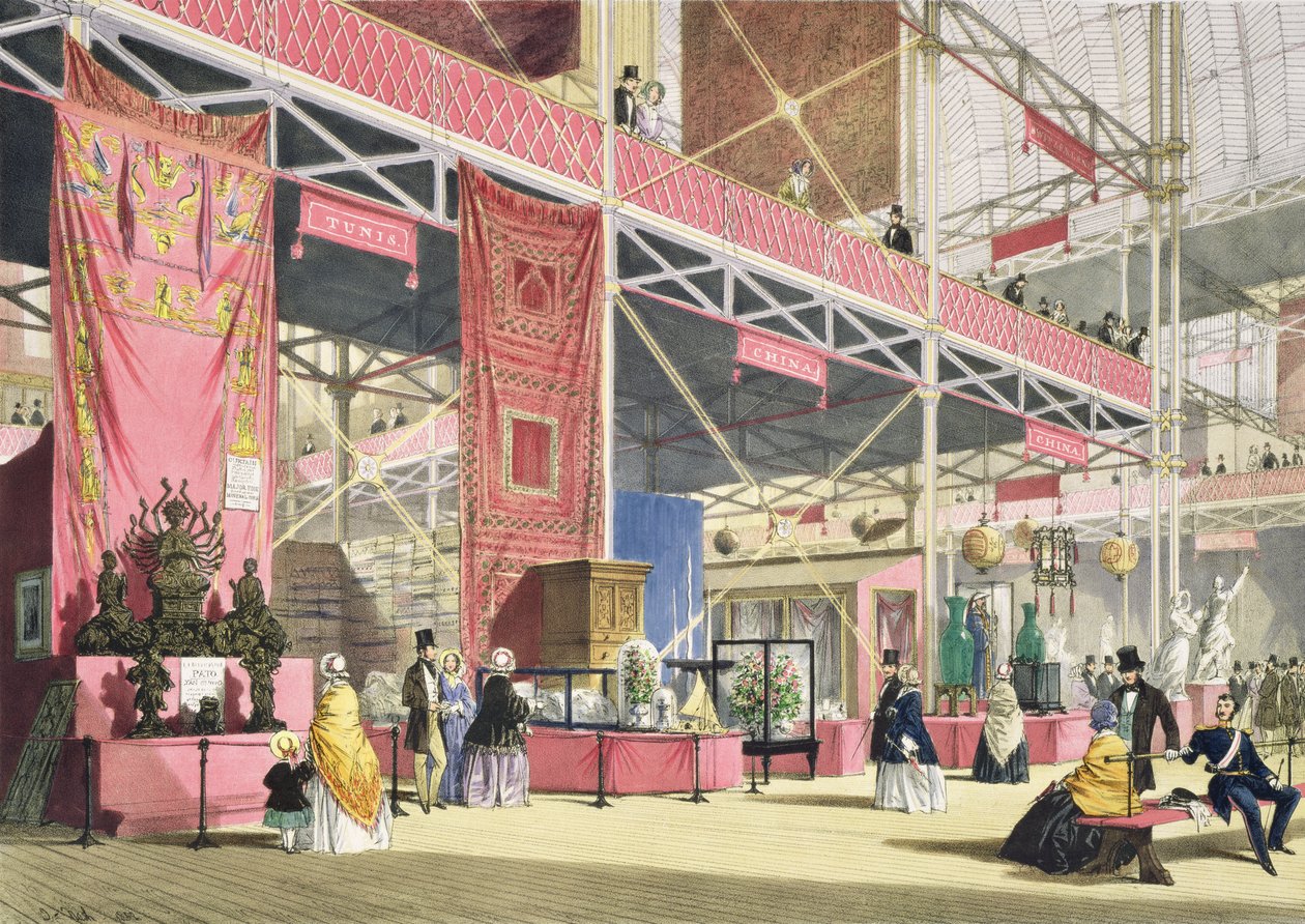 Crystal Palace, Tunis og Kina-galleriene (farget lito) av Joseph Nash