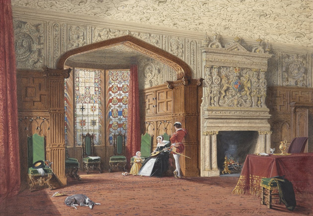 Et elisabethansk rom i Lyme Hall, Cheshire av Joseph Nash