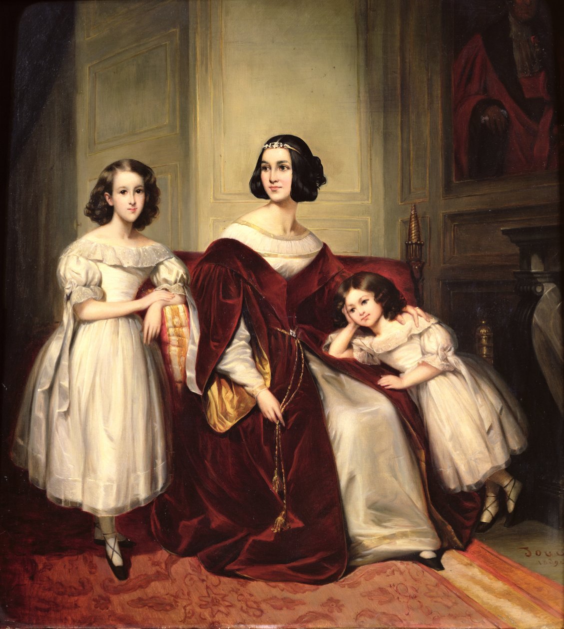Madame de Nonjon og hennes to døtre, 1839 av Joseph Nicolas Jouy
