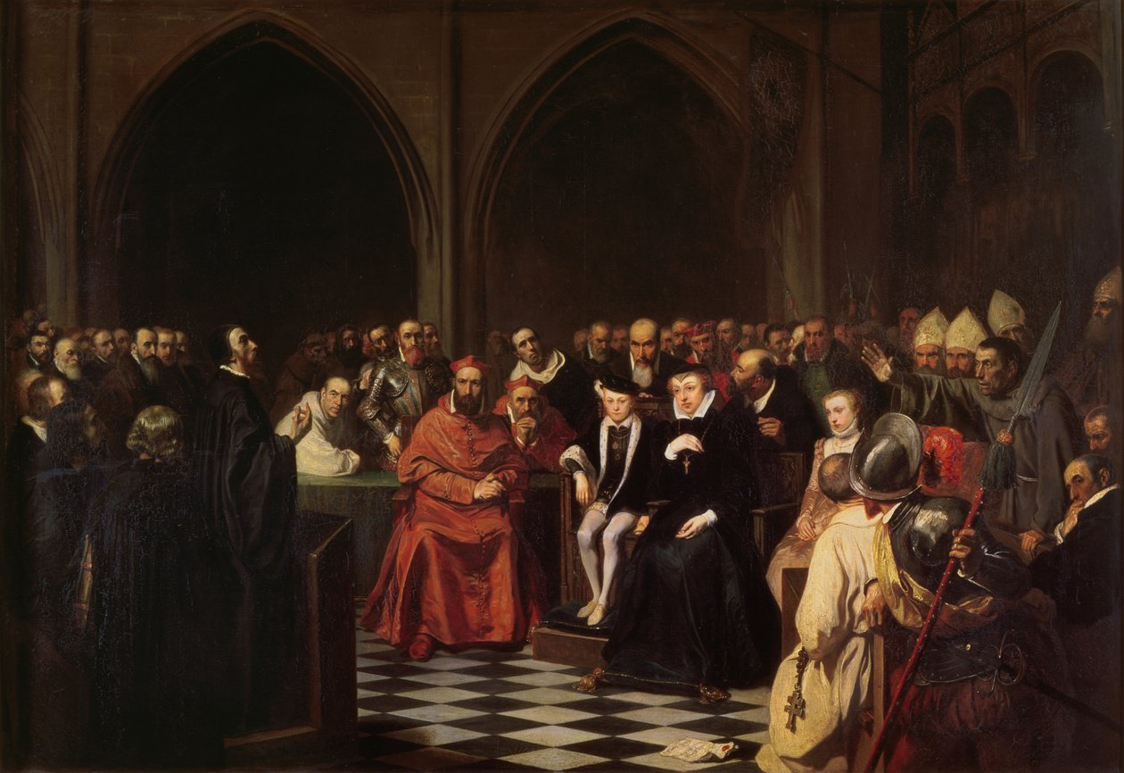 The Colloquy of Poissy i 1561, 1840 av Joseph Nicolas Robert Fleury