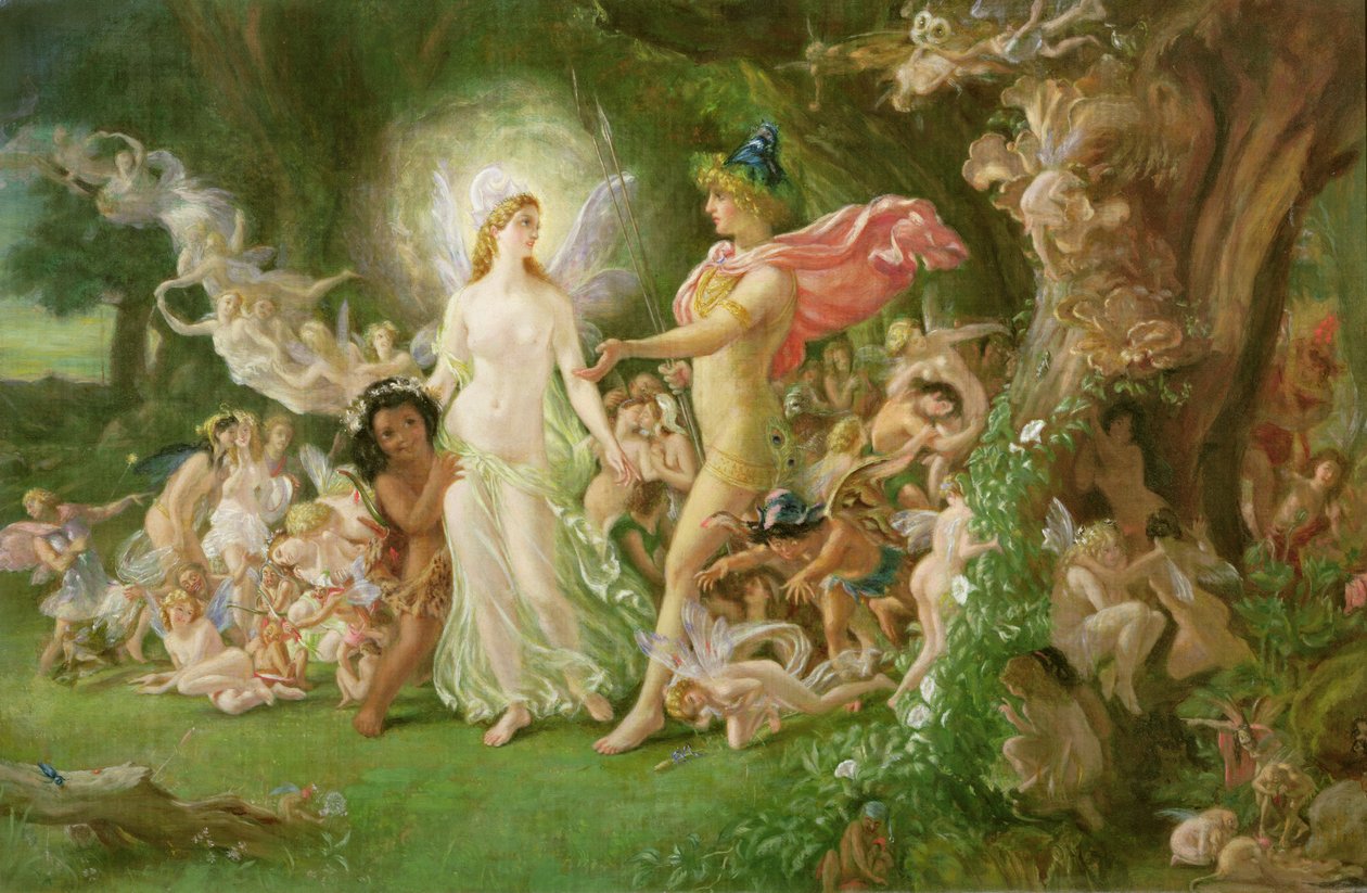 Studie for The Quarrel of Oberon and Titania av Joseph Noel Paton