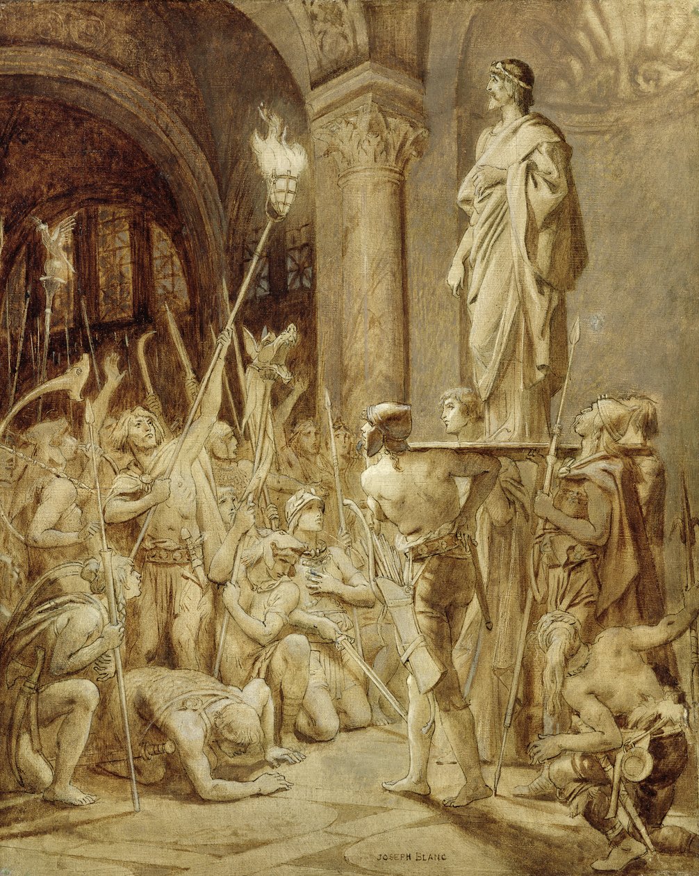Clovis (465-511) Båret på skjoldet sitt av Joseph Paul Blanc