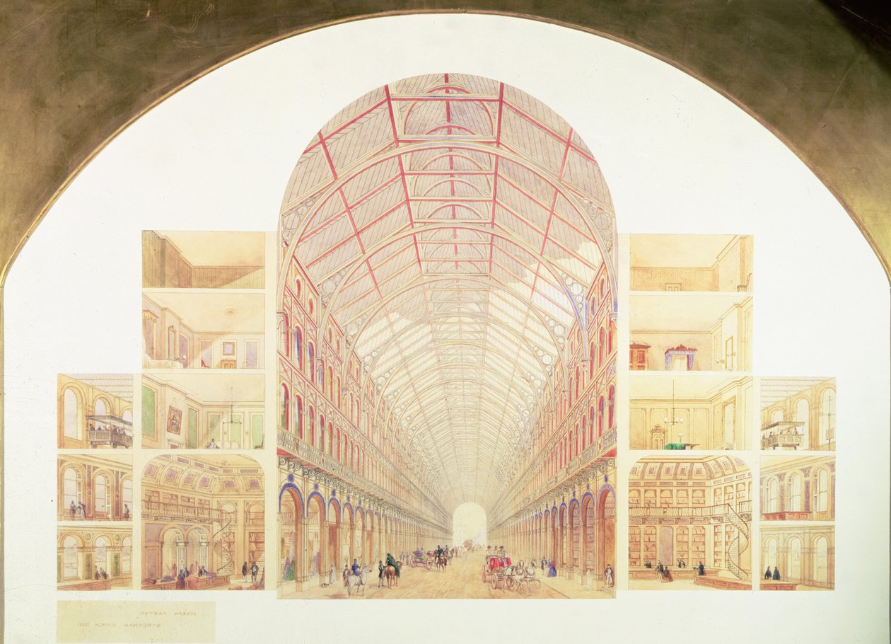 Snittperspektiv av den foreslåtte Great Victorian Way, ca. 1854 av Joseph Paxton
