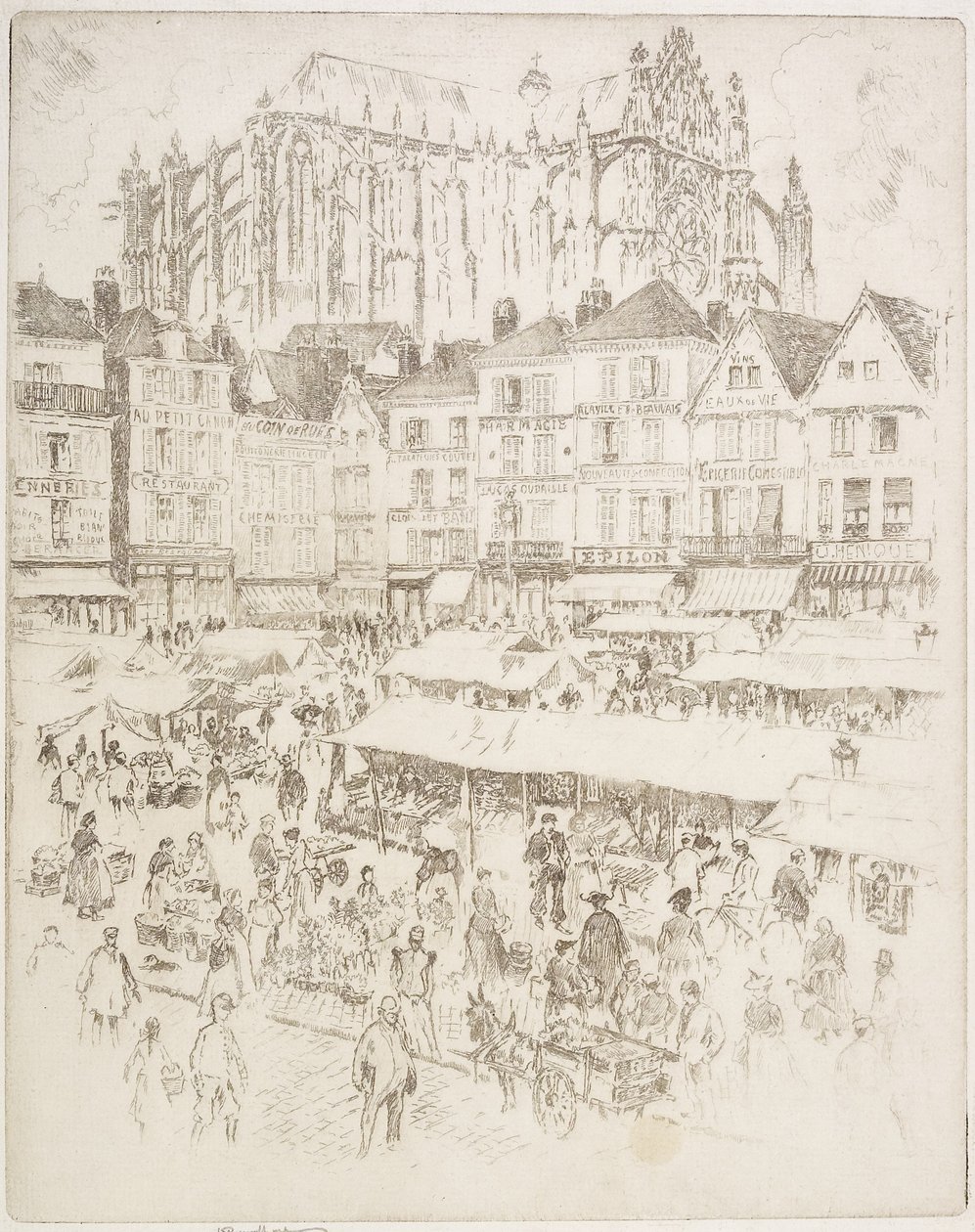 La Place, Beauvois, 1907 av Joseph Pennell