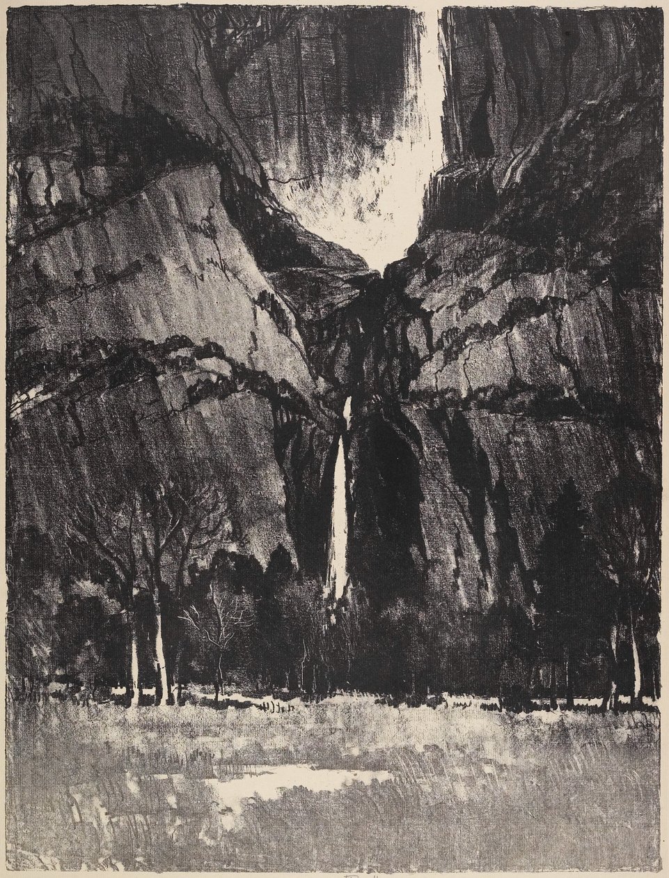 The Lower Falls, Yosemite, 1912 av Joseph Pennell