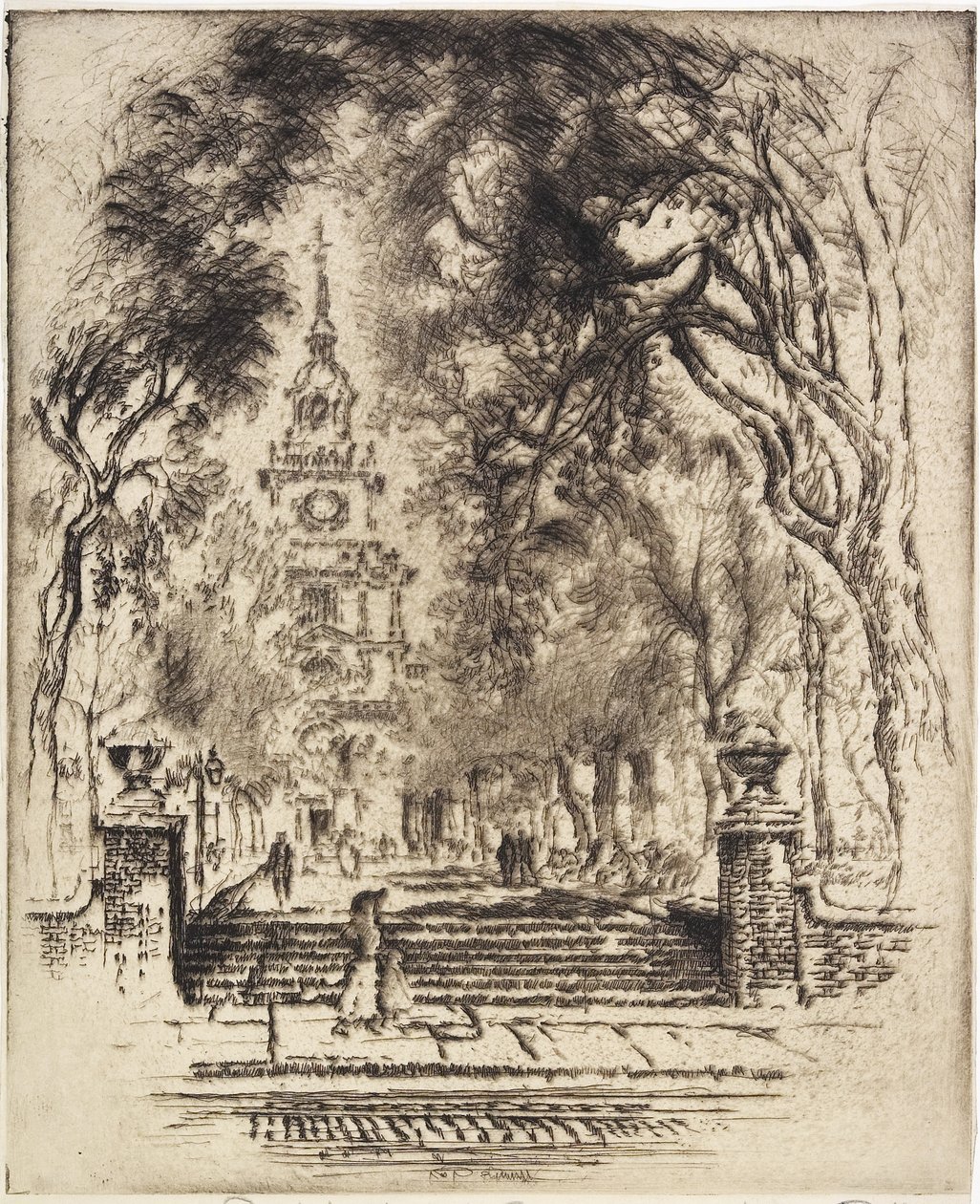 The Square, Independence Square, Philadelphia, 1920 av Joseph Pennell